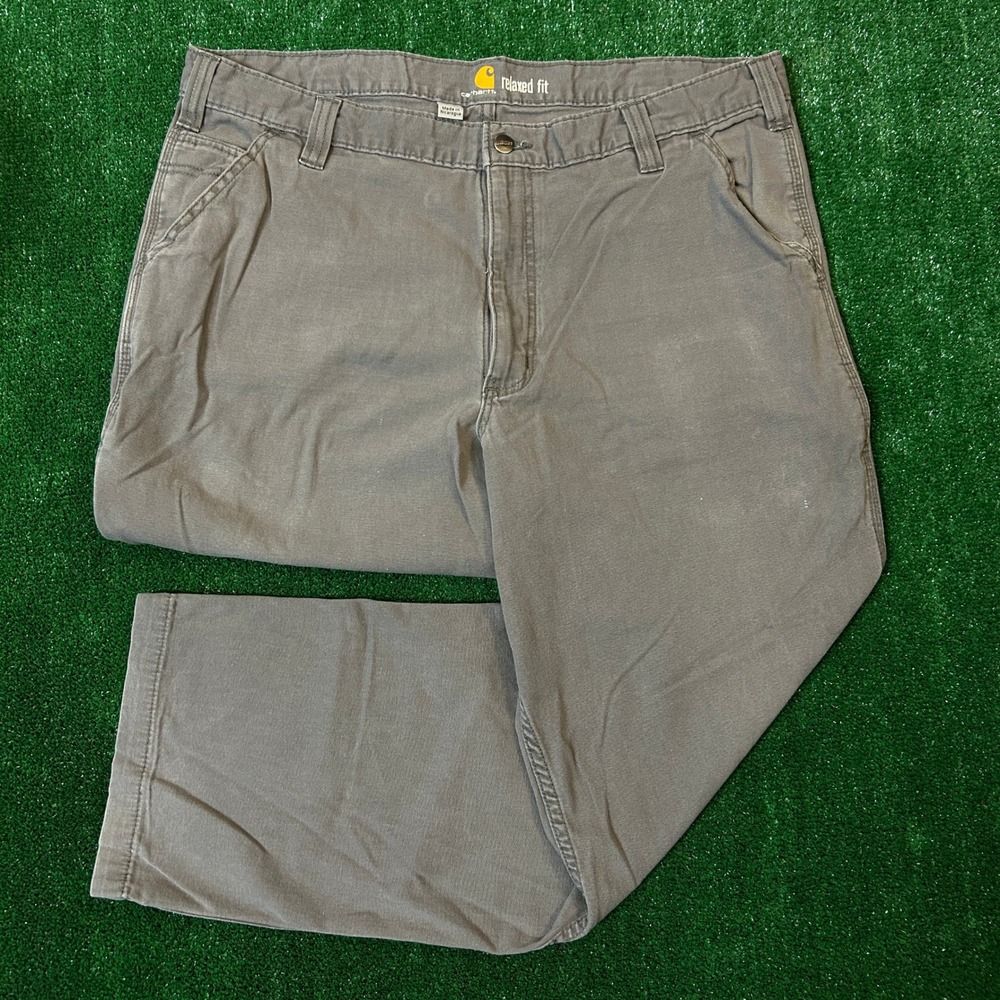 Carhartt Work Pants Mens 40x30 Grey Relaxed Fit Rugged Flex Canvas 102291-039